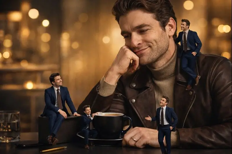 A Man with Miniature Replicas