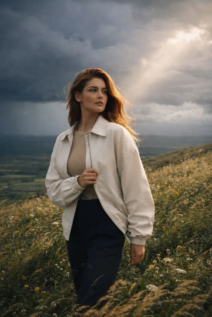 A Woman in a Stormy Landscape Portrait
