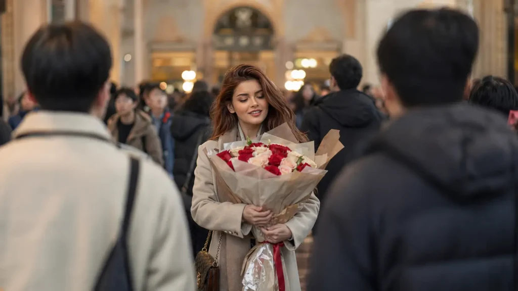 Admiring the Bouquet in the Crowd
