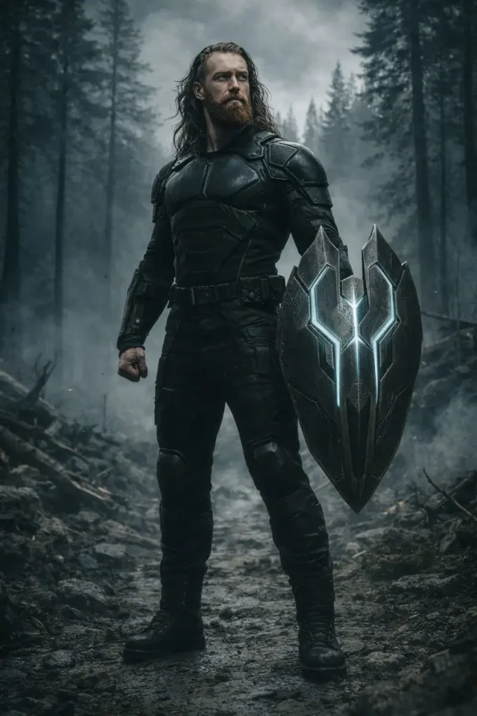 Battle hardened Warrior in Misty Forest