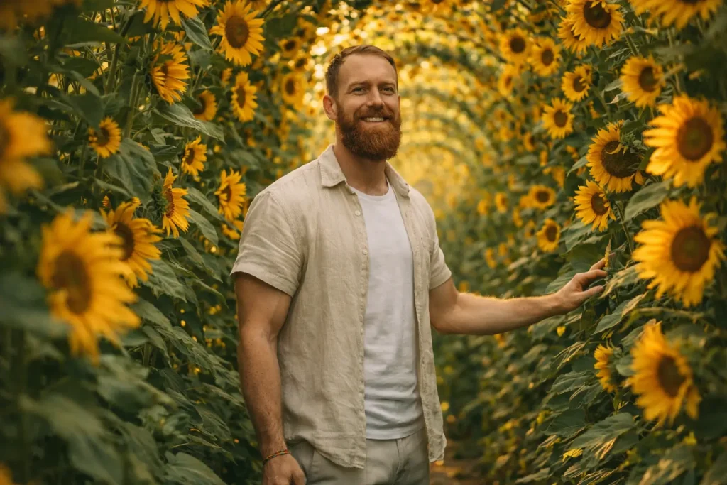Beautiful Sunflower Tunnel Portrait