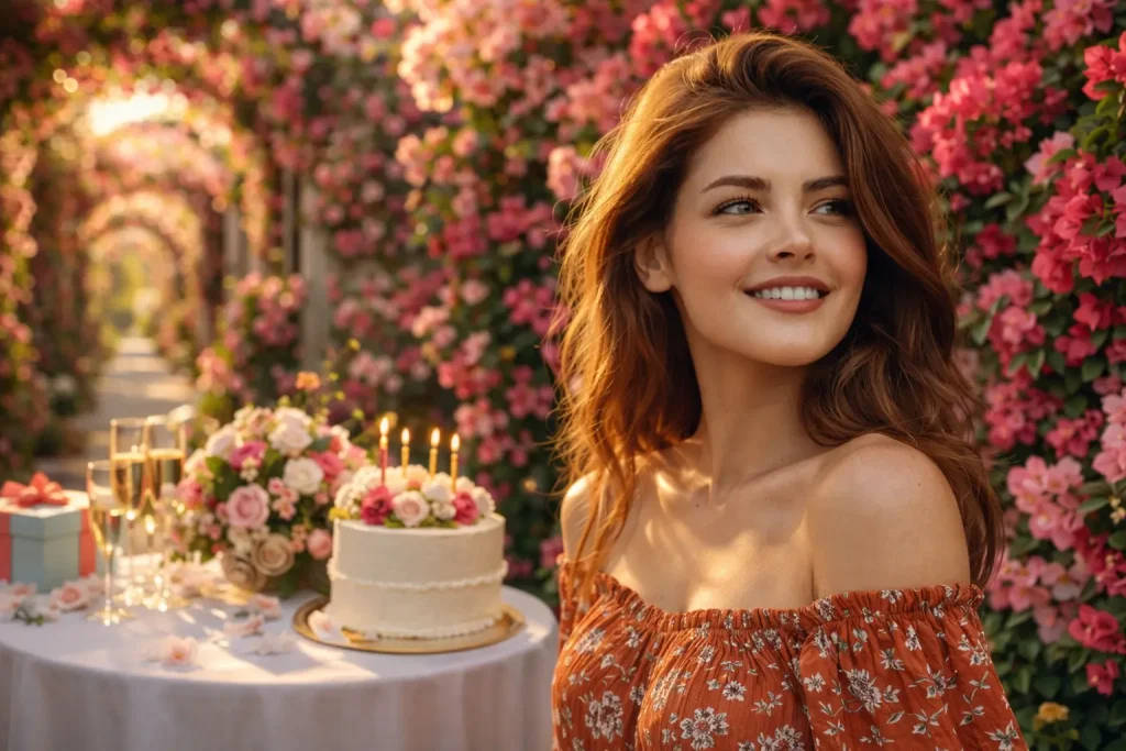 Birthday Celebration in Blooming Garden