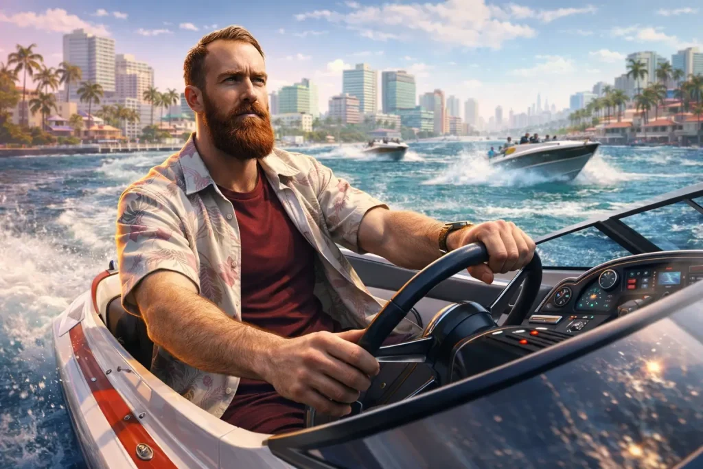 Boat Chase Action Portrait
