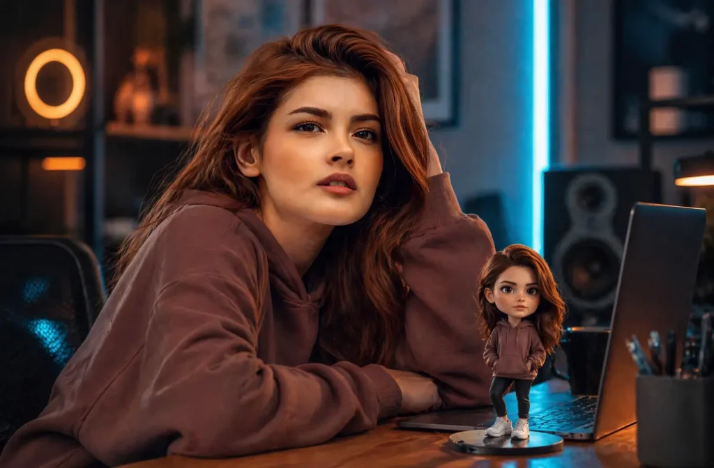 Cinematic Workspace with a Stylized Figurine