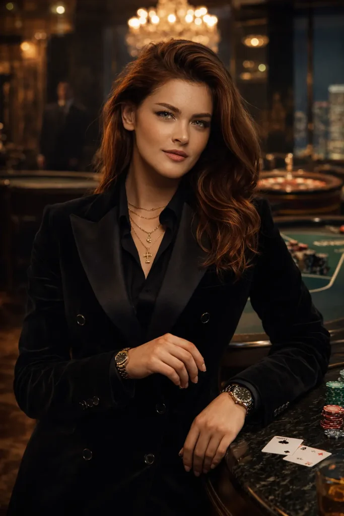 Confident Elegance at the Roulette Table