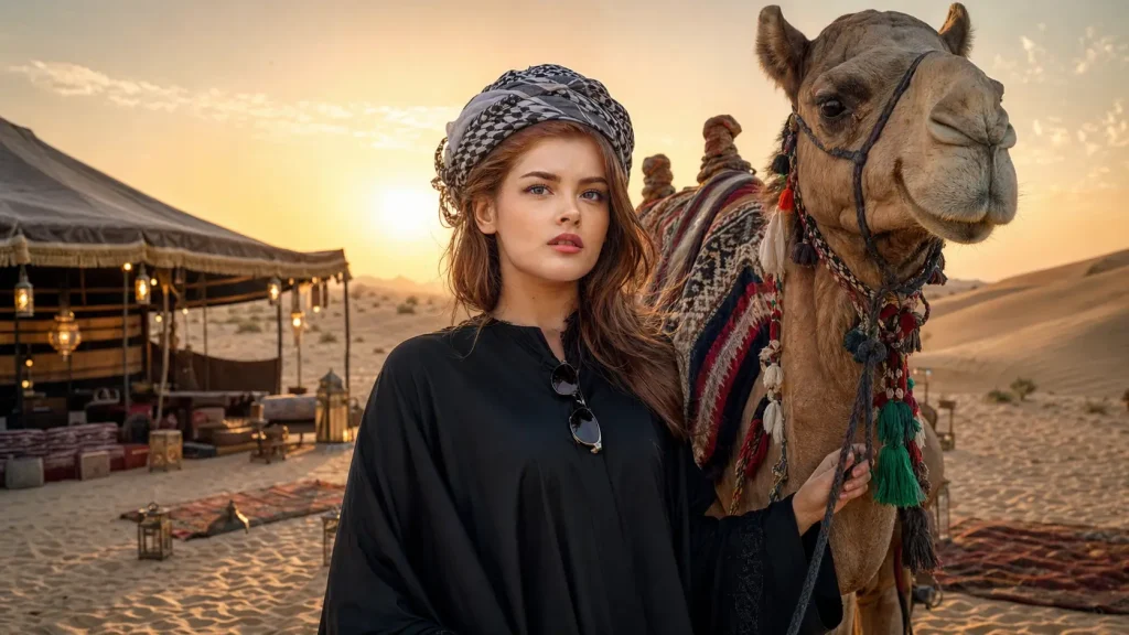 Desert Sunset Portrait with Camel
