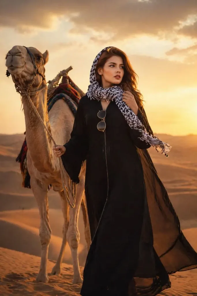 Desert Wanderer and Her Camel Portrait