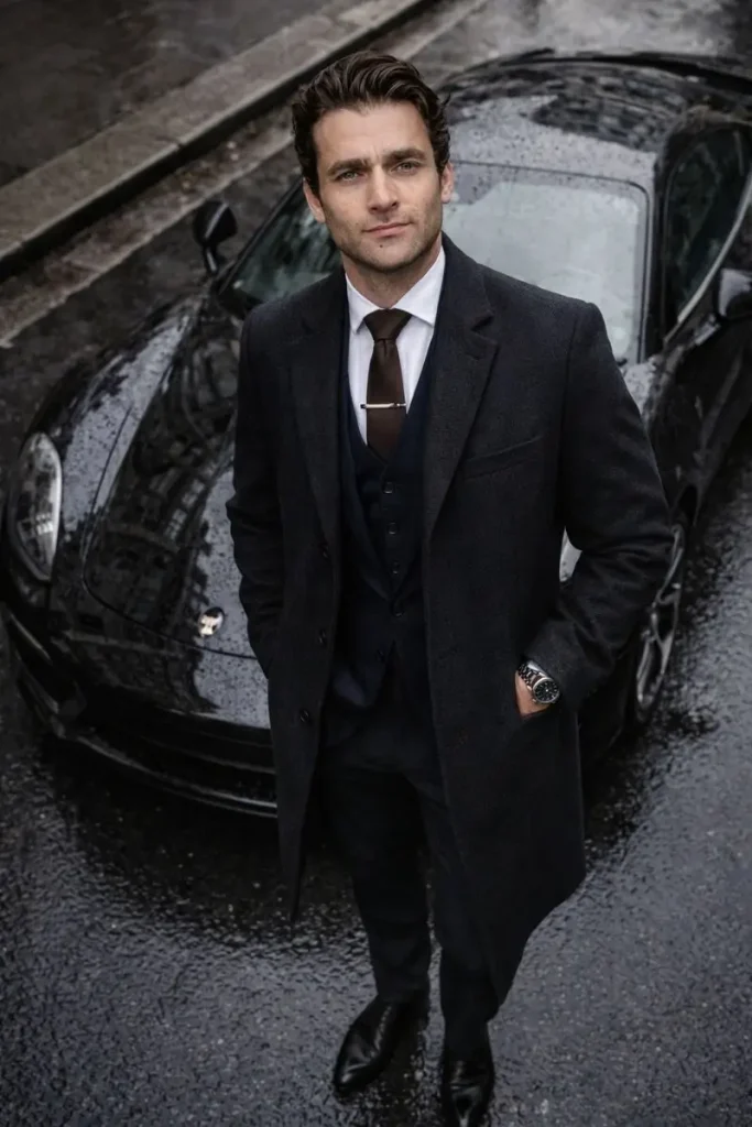 Elegant Man Beside Luxury Car