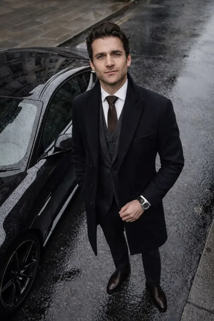Elegant Man Beside Luxury Sports Car