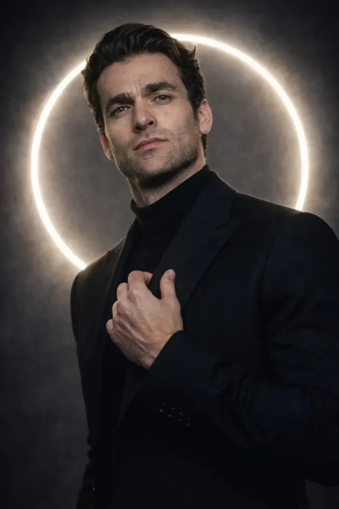 Elegant Man with Glowing Halo