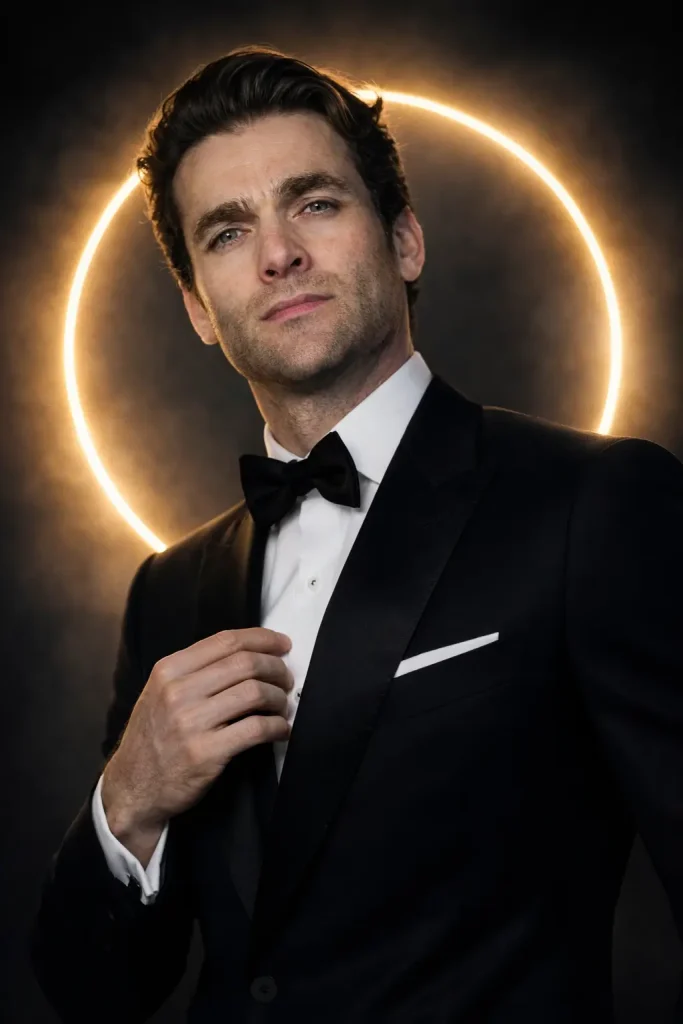 Elegant Man with Glowing Halo Image