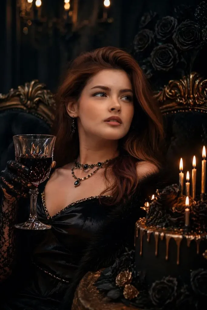 Gothic Glamour with Candlelit Elegance Portrait