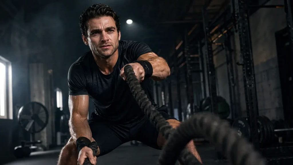 Intense Battle Rope Workout in Gym