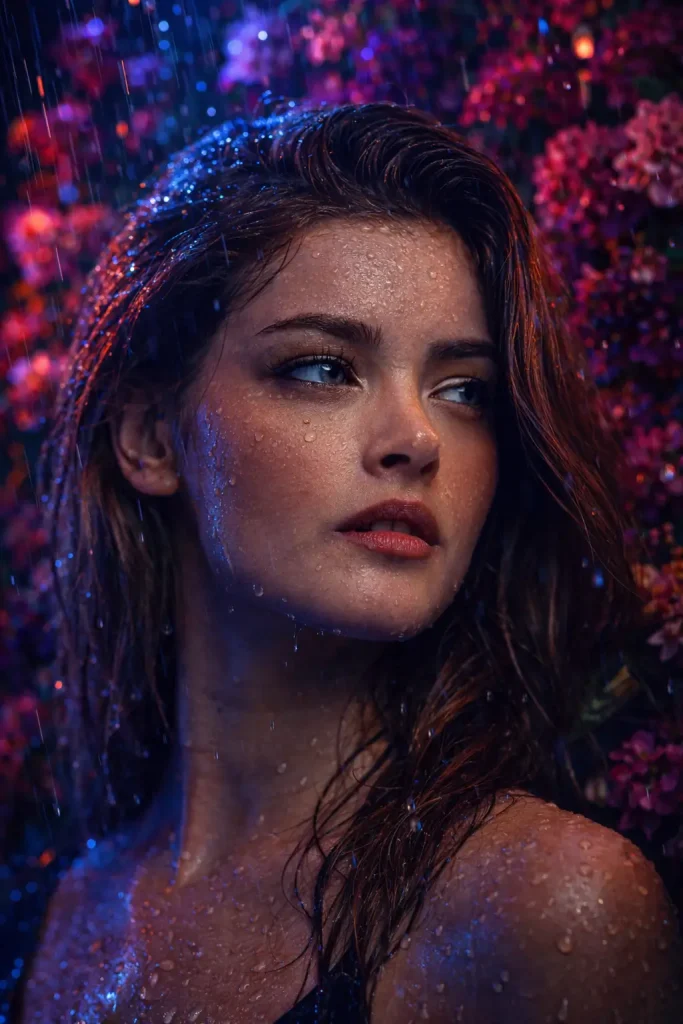 Intense Gaze in the Rain Magazine Cover