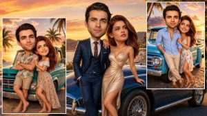 Luxury 3D Hyper-realistic Caricature of a Happy Couple Portrait