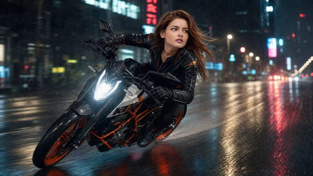 Night Ride Through Rainy Streets