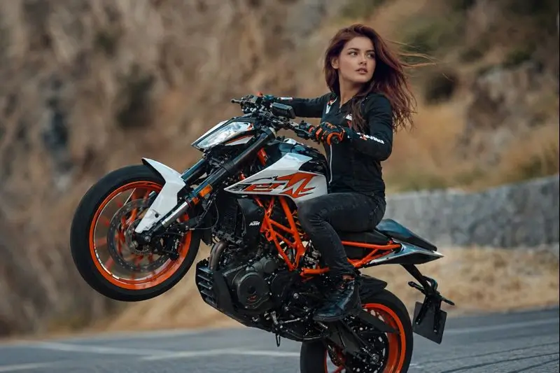 Performing Wheelie on KTM Motorcycle