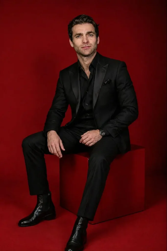 Red Elegance in Black Attire