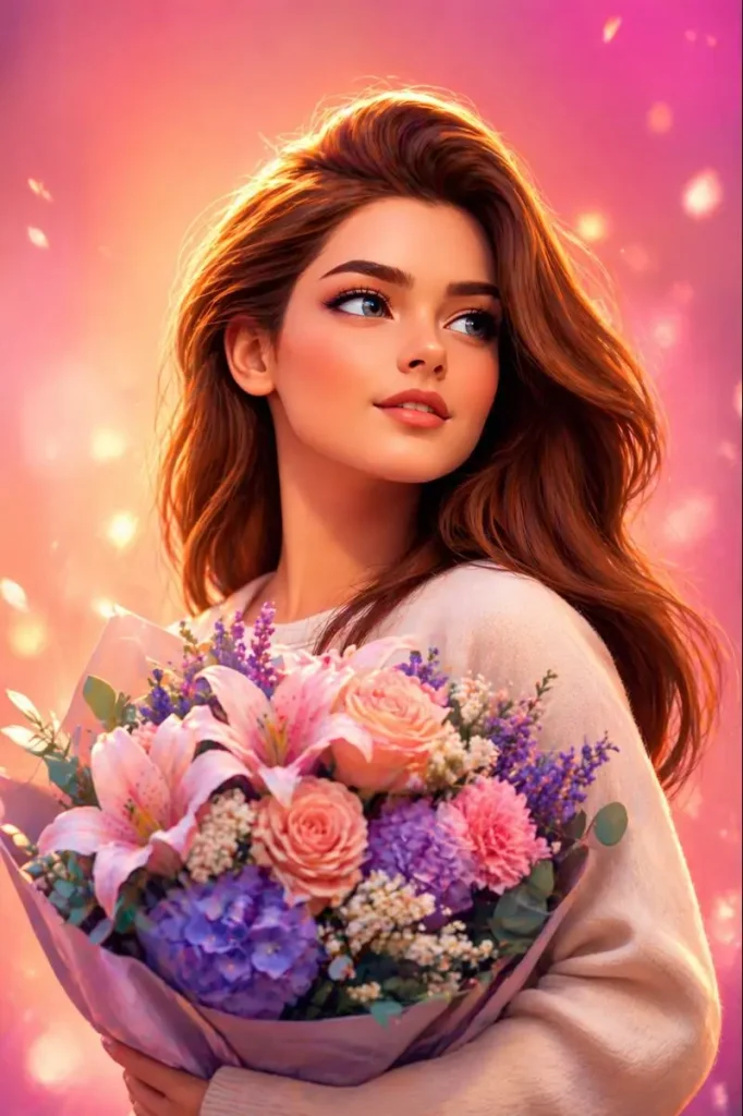 Romantic Springtime Portrait with Flowers