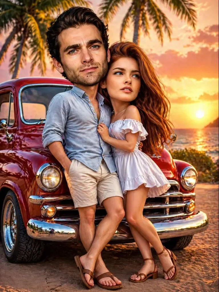 Romantic Sunset by the Beach Portrait