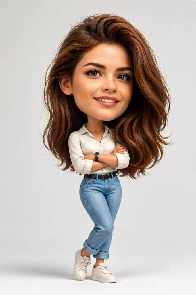 Cartoonish woman with big hair