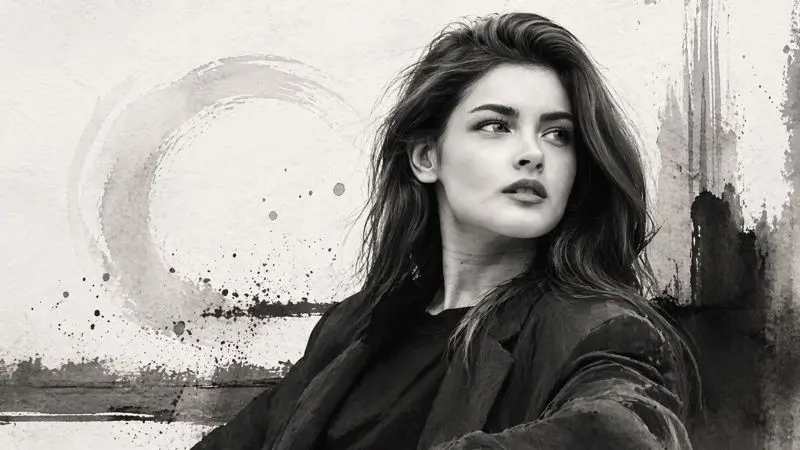 Thoughtful Portrait in Monochrome Ink