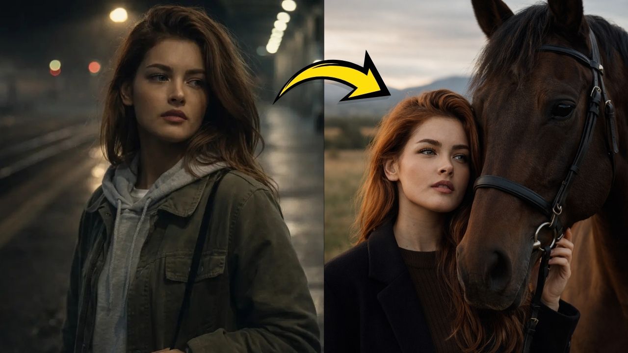 Viral Girl with White Horse AI Images