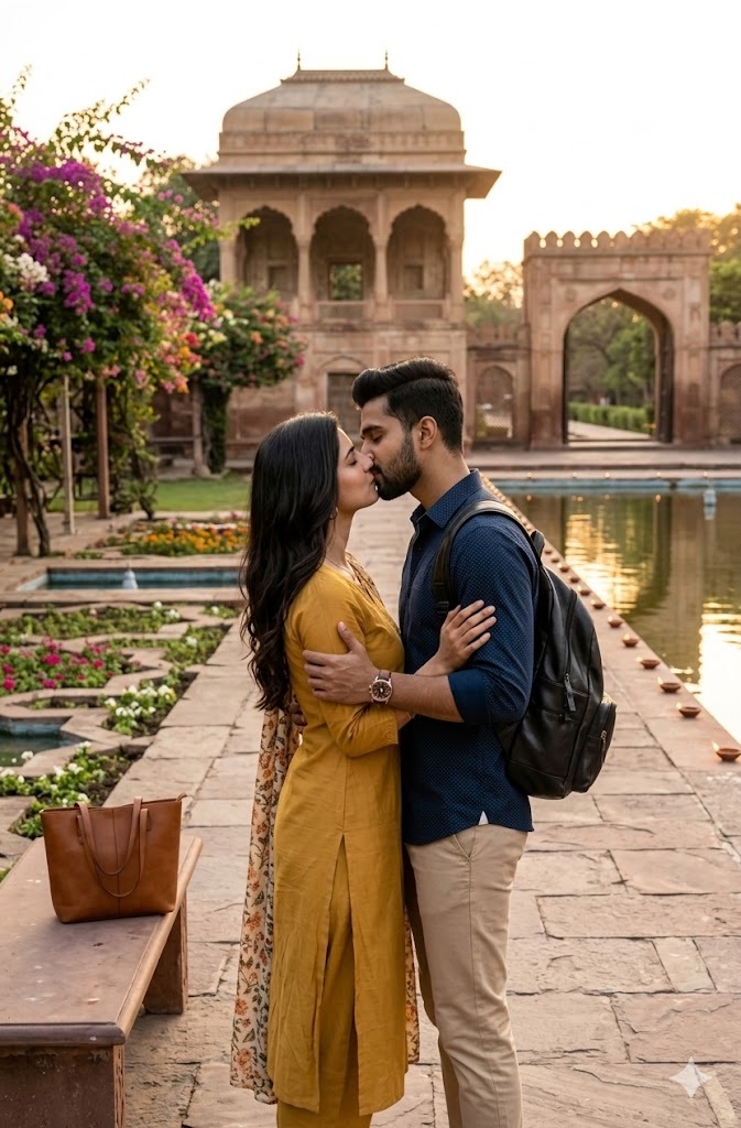Girlfriend Boyfriend AI Prompt: Create Viral Couple AI Photos on Bikes & Mountains: Copy-Paste These Secret Prompts! 7 girlfriend boyfriend Liplock Kiss image prompt