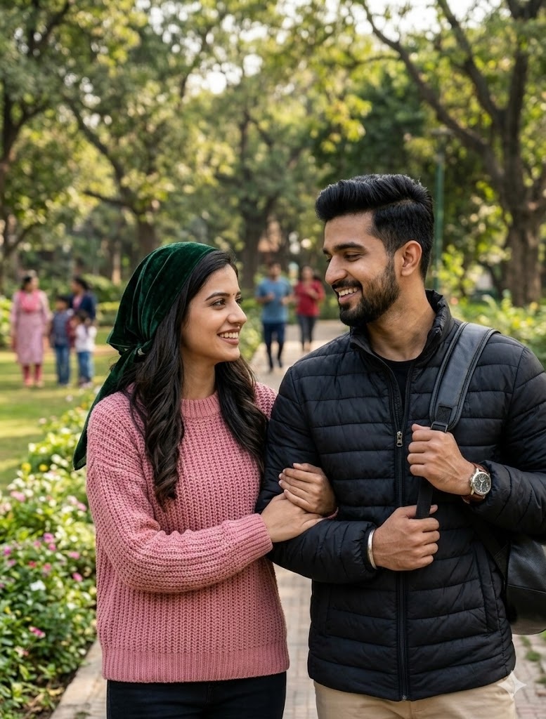 Girlfriend Boyfriend AI Prompt: Create Viral Couple AI Photos on Bikes & Mountains: Copy-Paste These Secret Prompts! 8 girlfriend boyfriend Walking Arm-in-Arm ai prompt